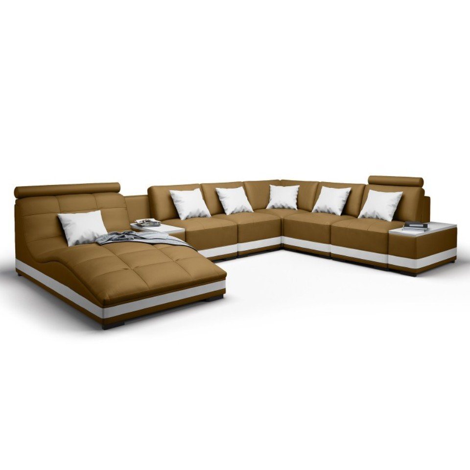 JVmoebel Wohnlandschaft U-Form Kunstleder Schwarz-Weiß Sofa mit Ablagen und Komfort, Made in Europa von Jvmoebel