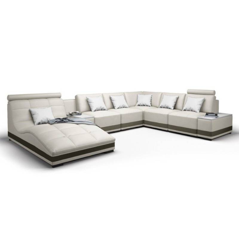 JVmoebel Wohnlandschaft U-Form Kunstleder Schwarz-Weiß Sofa mit Ablagen und Komfort, Made in Europa von Jvmoebel