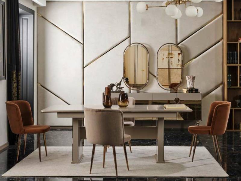JVmoebel Esstisch Komplett Set Esstisch 6x Stühle Esszimmer Set Ess Edelstahl Tisch (5-St., Esstisch / 4x Stühle), Made in Europa von JVmoebel