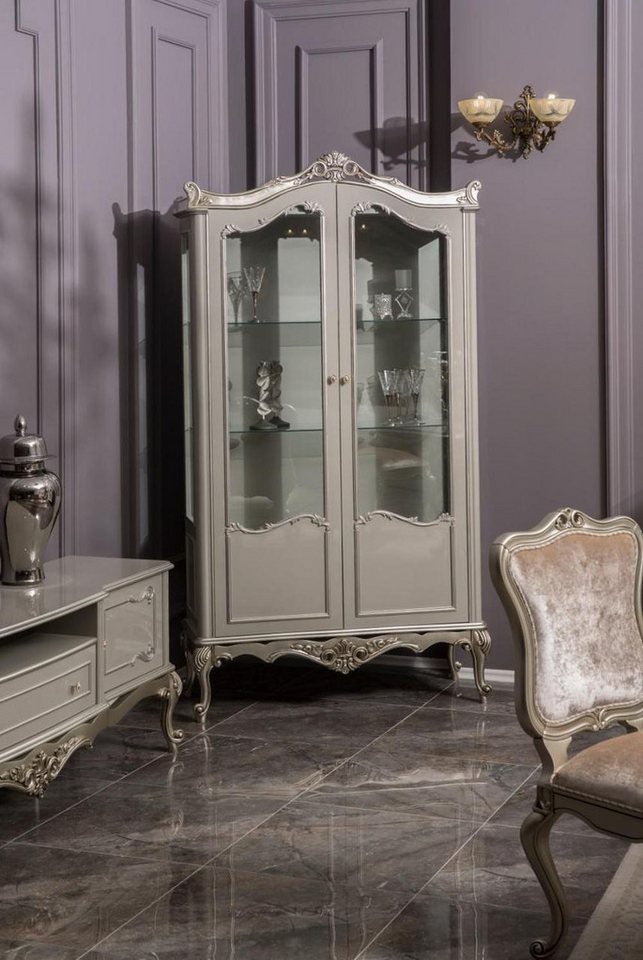 JVmoebel Vitrine Hellgraue Barock Rokoko Schrank Glasschrank Vitrinen Klassische Made in Europa JVmoebel Vitrine Hellgraue Barock Rokoko Schrank Glasschrank Vitrinen Klassische Made in Europa von JVmoebel