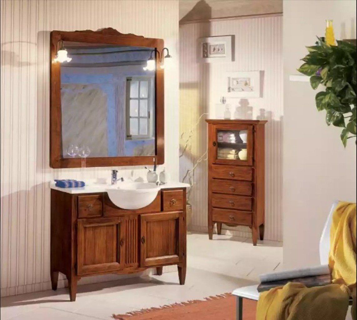 JVmoebel Waschbeckenschrank Badmöbel Waschbecken Italy Stil Becken Unterschrank Badezimmer (1-St., 1x Waschbeckenschrank + 1x Spiegel) Made in Europa von JVmoebel