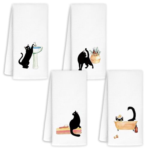 Jvpke Lustige schwarze Katze, dekorative Handtücher für Badezimmer, Set mit 2 Stück, schwarze Katze, Geschenke für Frauen, Kinder, Männer, Mädchen, Freunde, Lehrer, Erwachsene, 40,6 x 61 cm Jvpke Lustige schwarze Katze, dekorative Handtücher für Badezimmer, Set mit 2 Stück, schwarze Katze, Geschenke für Frauen, Kinder, Männer, Mädchen, Freunde, Lehrer, Erwachsene, 40,6 x 61 cm von Jvpke