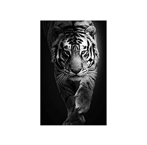 Jwqing Schwarz Und Weiß Tier Tiger kunstdrucke Wandkunst Bilder Leinwand Malerei Abstrakte Leinwand Poster Malerei Wohnkultur (60x80 cm kein Rahmen) von Jwqing