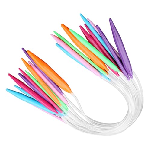 12 Stück Rundstricknadeln, Kunststoff-Stricknadeln, bunte Rundstricknadeln, Rundrohrnadeln, Rundstricknadeln zum Weben, 12 Größen: 3,5 bis 12 mm (40 cm lang) von Jwthee