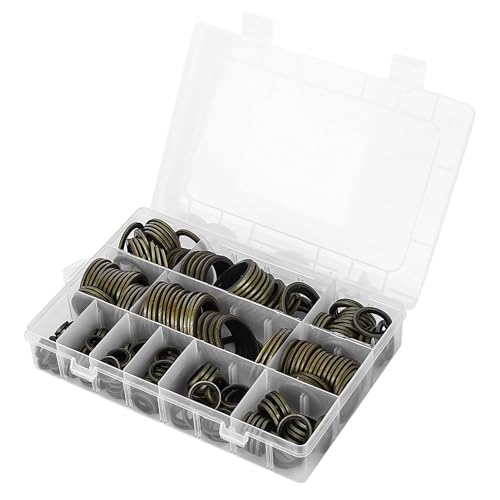 240pcs Gummiverdichtung Waschmaschine Kit mit Dichtungsdichtung Sortimentset, Metallkautschuk -Dichtungsöl -Ring -Abflussstecker Dichtung, verschiedene verschiedene Größen von Jwthee