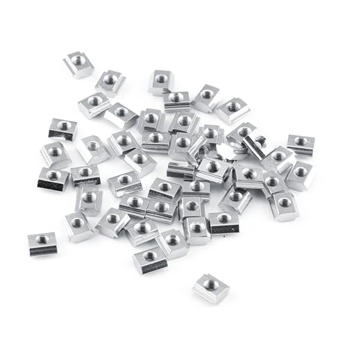 50 Stück Hammerkopfmutter, Vernickelter Kohlenstoffstahl, Verschiebbar, Mit 8 Mm Schlitz, T-Nut-Mutter, Hammerkopf-Befestigungsmutter Für Aluminiumprofil-Zubehör(EU30-M6) von Jwthee