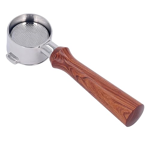 51 mm Bodenloser Siebträger mit 2 Ösen, Edelstahl-Filterkorb, Espresso-Siebträger mit Griff, Zubehör für Espressomaschinen (Stil 1) (C1 Buchen) (F Rosewood) von Jwthee