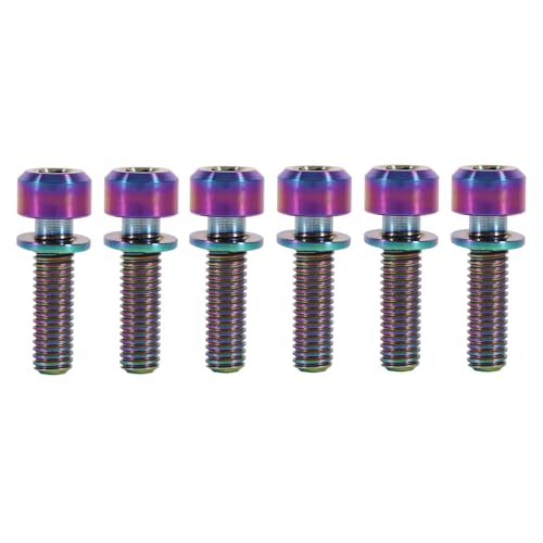 6pcs titanium ti Allen hex, Titanlegierung M5 x 18 mm Schrauben Schraube mit Unterlegscheiben Titanschraube Inneres Hex Multicolor -Rundkopf für MTBs -Fahrradstamm einstellen (Glänzend; 3x2,6 mm) von Jwthee