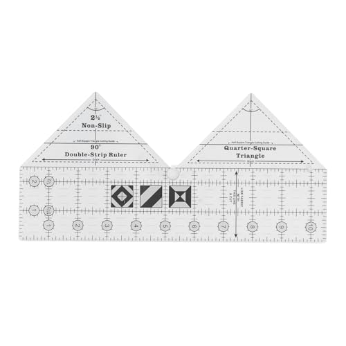 90 -Grad -Herrscher, 10 -Zoll 90 -Grad -Doppelstreifen Herrscher mit Grids Design 90 Grad Doppelstreifen Quilt Lineal Clear Acryl Double Strip Quilt Lineal 90 Grad Nählineer von Jwthee