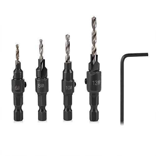 Countersink Drill Bit Set, 5pcs Countersink Drill Bit 6 8 10 12 sich verjüngte Bohrerbits mit 1 4 Hex Shank Schnellwechsel und Allen -Schraubenschalter -Sinker -Set Countersink Drill Bit Set, 5pcs Countersink Drill Bit 6 8 10 12 sich verjüngte Bohrerbits mit 1 4 Hex Shank Schnellwechsel und Allen -Schraubenschalter -Sinker -Set von Jwthee