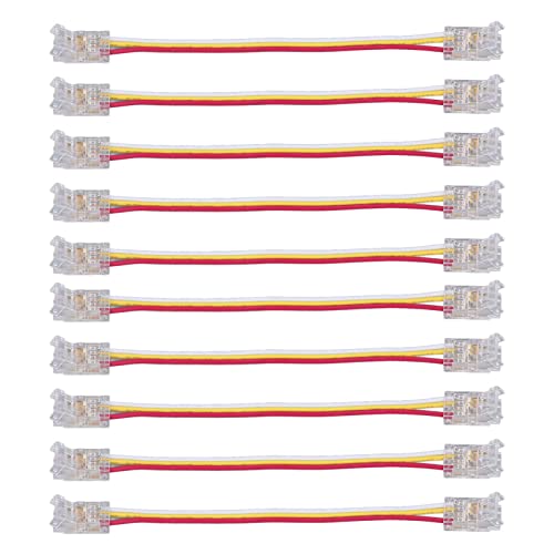 Jwthee 10 Stück LED-Streifenverbinder, 8 mm, 3-polig, starke Kompatibilität, LED-Streifen-Verbindungsset, Verbindungs-Set für Terminalverlängerung, ohne Löten Jwthee 10 Stück LED-Streifenverbinder, 8 mm, 3-polig, starke Kompatibilität, LED-Streifen-Verbindungsset, Verbindungs-Set für Terminalverlängerung, ohne Löten von Jwthee
