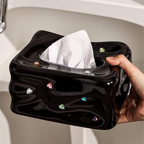 Jwthee Dekorative Taschentuchbox, Rechteckig, Keramik, Schwarz von Jwthee