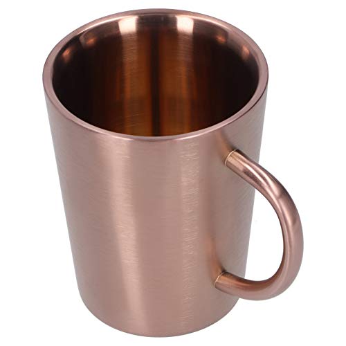 Jwthee Kaffeebecher aus Edelstahl, 340 ml, Kaffeebecher, Campingbecher, unzerbrechlicher Kaffeebecher, doppelwandiger Becher, isolierter Becher mit Henkel, Bierkrug, Milchbecher, Teetasse (Roségold) von Jwthee