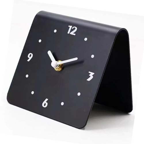 Jwthee Moderne Tischuhr, dekorative analoge Uhr Tischuhr auf Ständer Metall Tabletop Stille Nicht -Ticking -Uhr für Büro Wohnzimmer Schlafzimmer (Schwarz) von Jwthee