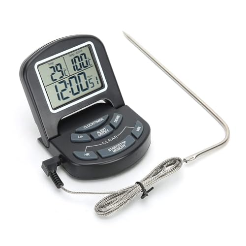 Jwthee Programmierbares Fleischthermometer mit Timer, digitaler Kochtimer, Küchenkochthermometer mit Sonde, sofort ablesbares Lebensmittelthermometer zum Grillen von Truthahn, Fisch, von Jwthee