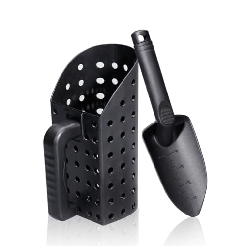 Sandschaufel, Metalldetektorzubehör Strandschaufel Rock Scooper Sand Sifter für den Strand und die Muschelsammlung, schwarz von Jwthee