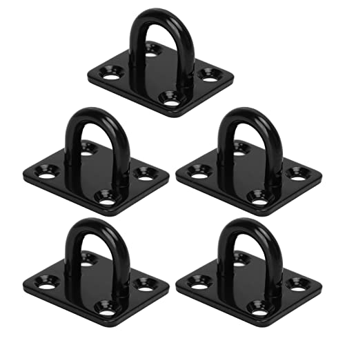 Jwthee ceiling hook, Stainless Steel Ceiling Hooks, 5pcs Heavy Duty Eye Plate U Hooks, Reinforced Load Bearing Door Buckle Fixing Buckle Stainless Steel Eye Plate Black (6mm) von Jwthee