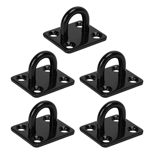 Jwthee ceiling hook, Stainless Steel Ceiling Hooks, 5pcs Heavy Duty Eye Plate U Hooks, Reinforced Load Bearing Door Buckle Fixing Buckle Stainless Steel Eye Plate Black (8mm) von Jwthee