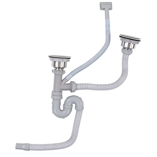 Spülbecken Abfluss Kit, Küchenspüle Abflussrohr Edelstahl S gebeugt mit doppeltem Abwasserkanalrohr für Badezimmer nach Hause Spülbecken Abfluss Kit, Küchenspüle Abflussrohr Edelstahl S gebeugt mit doppeltem Abwasserkanalrohr für Badezimmer nach Hause von Jwthee