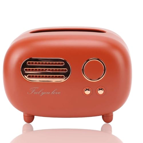 Vintage-Taschentuchbox, niedliche Kosmetiktuchbox, Schreibtisch-Taschentuchhalter, Retro-Radio-Taschentuchbox-Abdeckung, Serviettenbox-Halter, Schreibtisch-Taschentuch-Organizer (Rojo) von Jwthee