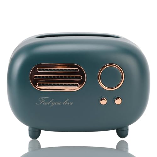 Vintage-Taschentuchbox, niedliche Kosmetiktuchbox, Schreibtisch-Taschentuchhalter, Retro-Radio-Taschentuchbox-Abdeckung, Serviettenbox-Halter, Schreibtisch-Taschentuch-Organizer (Verde) von Jwthee