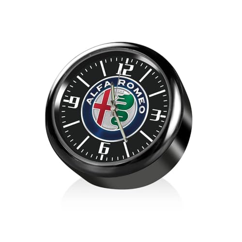 JxbJQQ Auto Klein Rund An Bord Quarz Uhr für Alfa Romeo Giulia Giulietta 159 156 MITO Stelvio 147 Sportiva, Mini Fahrzeug Armaturenbrett Uhr, Hohe Genauigkeit Armaturenbrett Verzierung von JxbJQQ