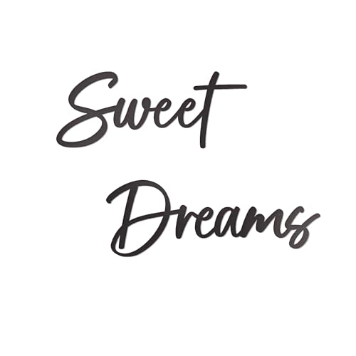 Jxmehome Sweet Dreams Wandkunst-Dekor, Sweet Dreams, Metallschild, schwarz, modernes Bauernhaus-Schild zum Aufhängen über dem Bett, Wanddekoration für Schlafzimmer von Jxmehome