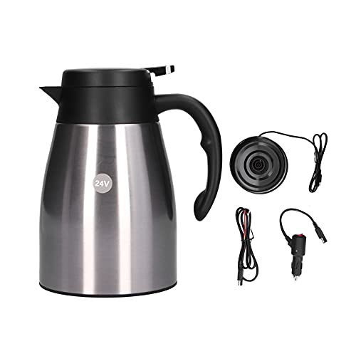 24 V 1200 ml Autowarmwasserbereiter mit Basis tragbarer Elektrokesselkessel aus Edelstahl für LKW -Auto (24V1200 ml Starter mit einer eigenen Basis, heller Mond) von Jxngery