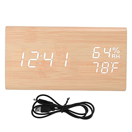 Dreieckige digitale Holzuhr Modernes Design Multifunktionaler LED-Wecker Schreibtischuhr für Home Office von Jxngery