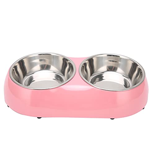 Edelstahl Nonslip Double Pet Bowls Haushaltsnahrungsmittelfuttermittel für mittelgroße und kleine Haustier (Rosa) von Jxngery