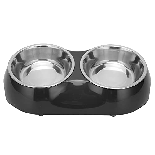 Edelstahl Nonslip Double Pet Bowls Haushaltsnahrungsmittelfuttermittel für mittelgroße und kleine Haustier (Schwarz) von Jxngery