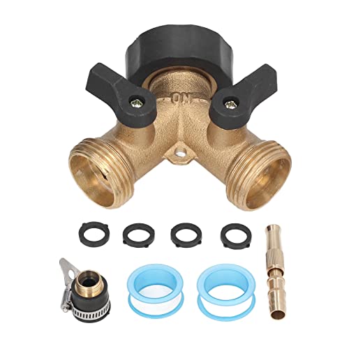 Heavy Duty Messing Garden Schlauch Splitter Steuerventil Dual -Stecker -Wasserhahnanschluss im Freien Außenbewässerung (EU -Stecker) von Jxngery