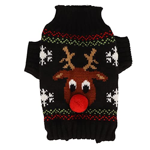 Hund Schneepullover verdickte Weihnachtsferienpullover kleine mittelgroße Hunde (Schwarz) von Jxngery