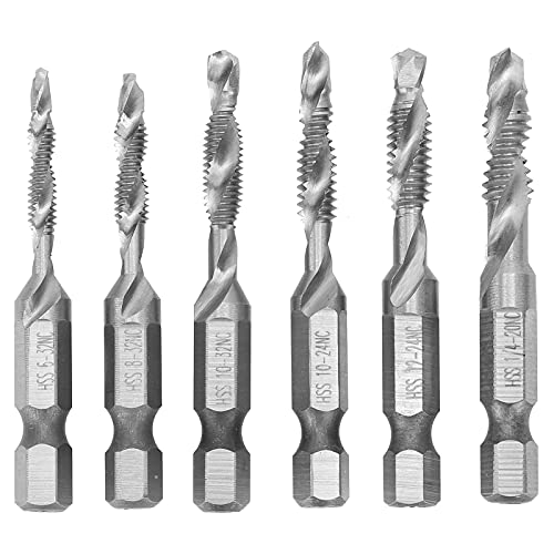 Jxngery 6 Stück HSS Hex Shank US Standard Schraub-Gewinde-Bohrer für Holz-Kunststoff-Aluminium-Zinn-Legierung Jxngery 6 Stück HSS Hex Shank US Standard Schraub-Gewinde-Bohrer für Holz-Kunststoff-Aluminium-Zinn-Legierung von Jxngery