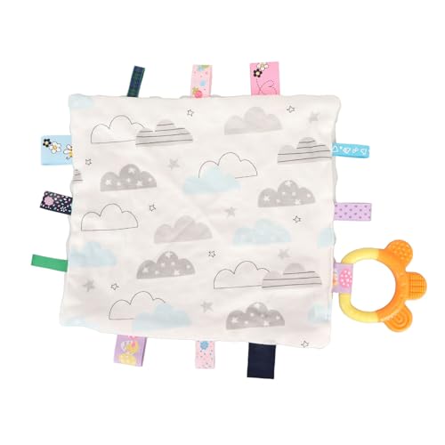 Jxngery Baby Tags Sicherheitsdecke weiche Baumwolle niedliche Wolkenmuster beruhigen sensorische Decke mit Zahnen Reliefspielzeug von Jxngery