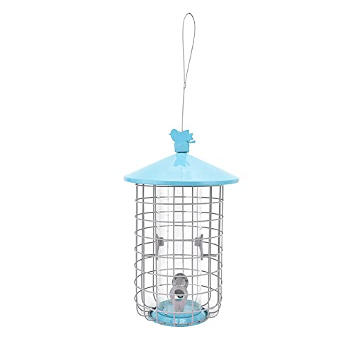 Squirrel Proof Metall Hanging Bird Feeder Flip Deckel im Freien mit Seil (Blau) von Jxngery