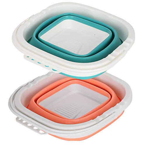 Tragbare Bürstenwaschanlage Reiniger faltbarer Mehrzweck-Eimer-Blau-Orange 2pcs von Jxngery