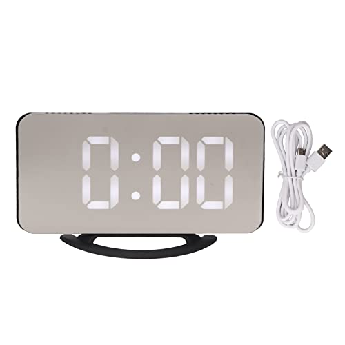 Wecker Dual USB -Ausgangsausgang Lichtempfindung Temperaturanzeige LED Spiegel Wecker für Schlafzimmer (Weißer Brief auf Schwarz) von Jxngery