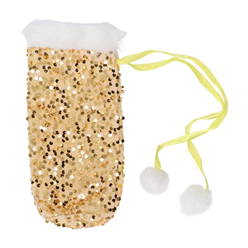 Weinflaschenabdeckung für Weihnachten, schöne glänzende Pailletten, Stoff, dekorative Flaschenhülle für Weihnachtsfeiern (Gold) von Jxngery