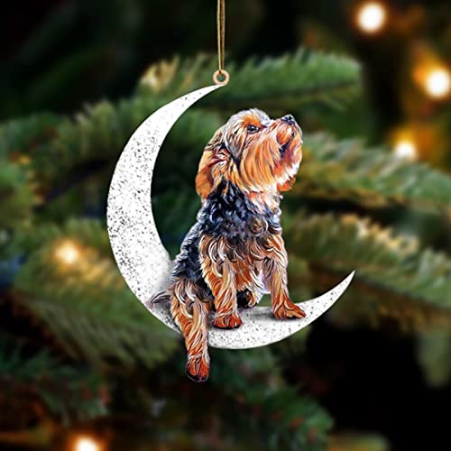 Yorkshire Terrier Sit On The Moon Dog Memorial Andenken Weihnachten Erinnerung Ornament to Remember Loved - Loss of Pet Gifts von Jxueych