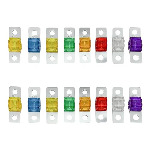 16-teiliges Set mit verschraubten Autos, Sicherungen, 20 A-120 A Stil, Midi-Sicherungshalter, Mega-Sicherung, neue Energie, für kleine Autos, Schiffe, LKW, kleines flaches Einsatz, rundes Loch 16-teiliges Set mit verschraubten Autos, Sicherungen, 20 A-120 A Stil, Midi-Sicherungshalter, Mega-Sicherung, neue Energie, für kleine Autos, Schiffe, LKW, kleines flaches Einsatz, rundes Loch von Jyinelx
