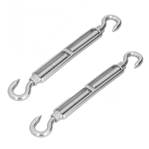 2 Stück Edelstahl-Doppelhaken-Spannschloss-Drahtspanner, offener Körper, Spanner, verstellbarer Haken und Ösen-Set. 2 Stück Edelstahl-Doppelhaken-Spannschloss-Drahtspanner, offener Körper, Spanner, verstellbarer Haken und Ösen-Set. von Jyinelx