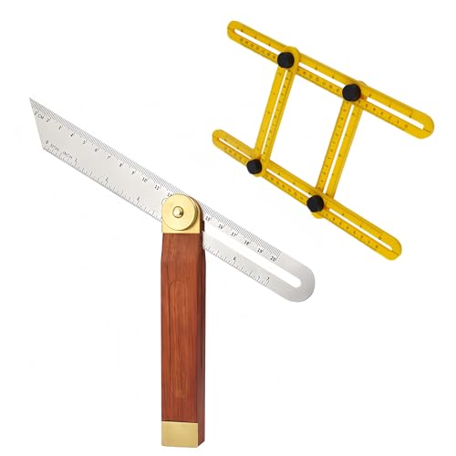 2 Stück verstellbares Winkelmesswerkzeug, 22,9 cm T-förmiges Schrägblatt-Lineal, Winkelfinder, Hartholzgriff mit Edelstahl-Lineal, multifunktional und präzise Tischlerwerkzeuge 2 Stück verstellbares Winkelmesswerkzeug, 22,9 cm T-förmiges Schrägblatt-Lineal, Winkelfinder, Hartholzgriff mit Edelstahl-Lineal, multifunktional und präzise Tischlerwerkzeuge von Jyinelx