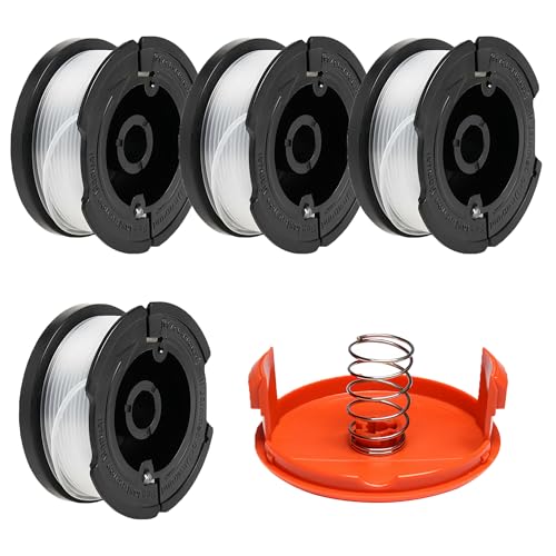 Jyinelx 4 x Spulenspule und Schnur, kompatibel mit Black Decker, ersetzt AF-100 ST5530-GB GLC3630L20-GB STC1820PC-GB BESTA530-GB BESTA525-GB (mit 1 Kappe, 1 Feder) von Jyinelx