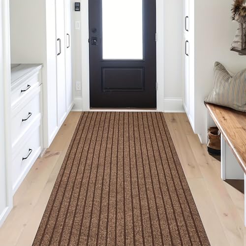 Jyswx Läufer Teppich Waschbar – rutschfeste Gummirückseite, Schmutzfangmatte für Flur, Küche, Eingang & Waschküche – Ideal für stark frequentierte Bereiche, Braun, 70 x 150 cm Jyswx Läufer Teppich Waschbar – rutschfeste Gummirückseite, Schmutzfangmatte für Flur, Küche, Eingang & Waschküche – Ideal für stark frequentierte Bereiche, Braun, 70 x 150 cm von Jyswx