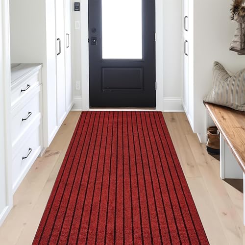 Jyswx Läufer Teppich Waschbar – rutschfeste Gummirückseite, Schmutzfangmatte für Flur, Küche, Eingang & Waschküche – Ideal für stark frequentierte Bereiche, Rot, 40 x 150 cm Jyswx Läufer Teppich Waschbar – rutschfeste Gummirückseite, Schmutzfangmatte für Flur, Küche, Eingang & Waschküche – Ideal für stark frequentierte Bereiche, Rot, 40 x 150 cm von Jyswx