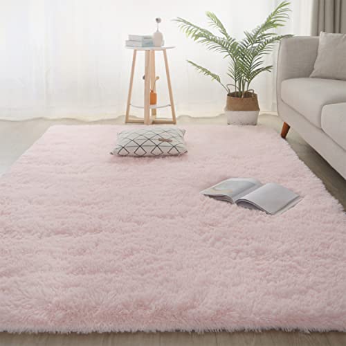 Jyswx Shaggy Teppich Wohnzimmer - Hochflor Flauschig Teppiche Waschbar - Moderne Langflor Teppich für Schlafzimmer, Wohnzimmer, Korridor, Schlafsaal, Größe:120x160CM, Farbe: Rosa von Jyswx