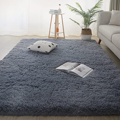 Jyswx Shaggy Teppich Wohnzimmer - Hochflor Flauschig Teppiche Waschbar - Moderne Langflor Teppich für Wohnzimmer, Korridor, Schlafzimmer, Schlafsaal, Größe:100x160 cm, Farbe: Grau von Jyswx