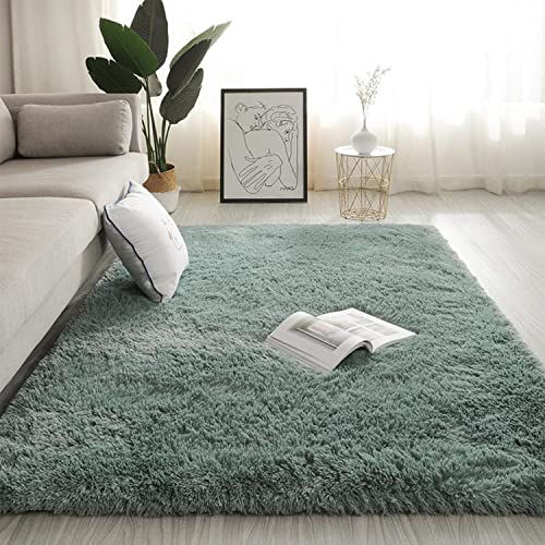 Jyswx Shaggy Teppich Wohnzimmer - Hochflor Flauschig Teppiche Waschbar - Moderne Langflor Teppich für Wohnzimmer, Schlafsaal, Schlafzimmer, Korridor, Größe:120x200CM, Farbe: Cyan von Jyswx