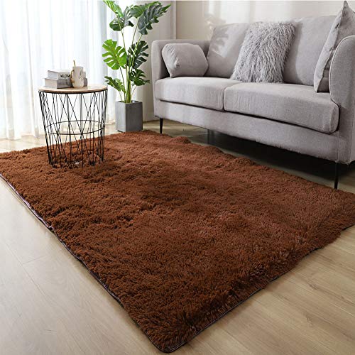 Jyswx Shaggy Teppich Wohnzimmer - Hochflor Flauschig Teppiche Waschbar - Moderne Langflor Teppich für Wohnzimmer, Schlafzimmer, Korridor, Schlafsaal, Größe:120 x 200 cm, Farbe: Kaffee von Jyswx